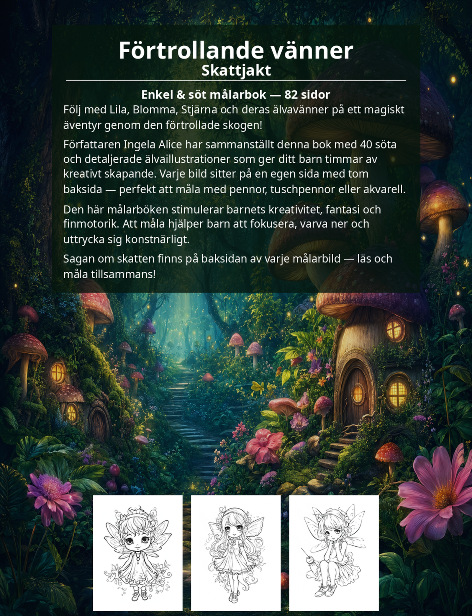 Förtrollade vänner: Enkel & söt målarbok Skattjakt