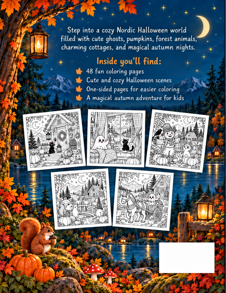 Cozy Nordic Halloween: A Cute Coloring Book for Kids